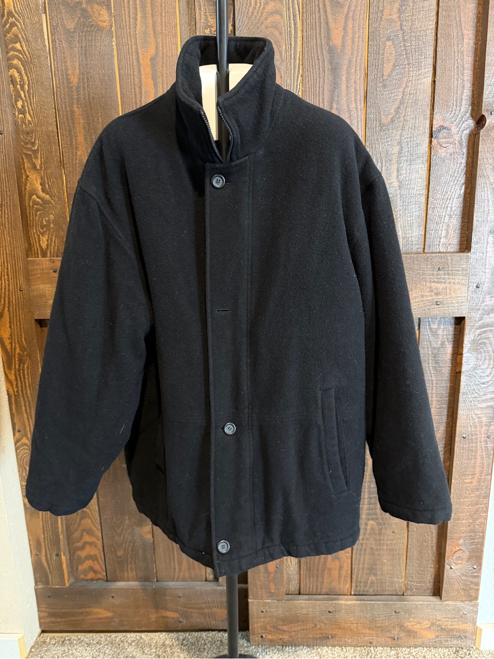 Haggar Collections Men’s Black Wool Blend Car Coat / Winter Jacket Sz Medium